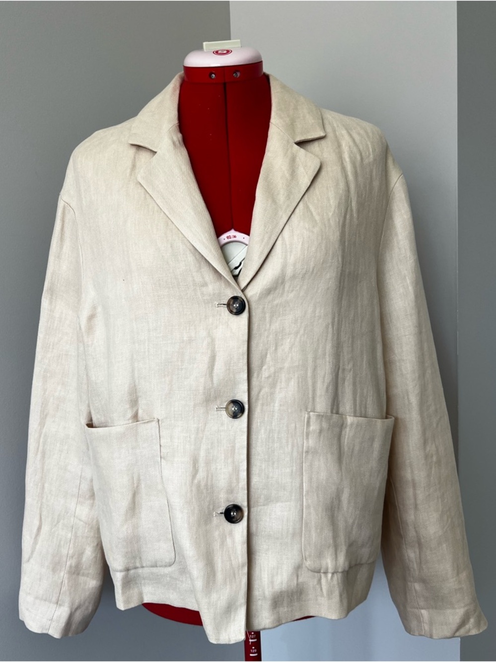 Zara Cream Linen-Blend Blazer Jacket